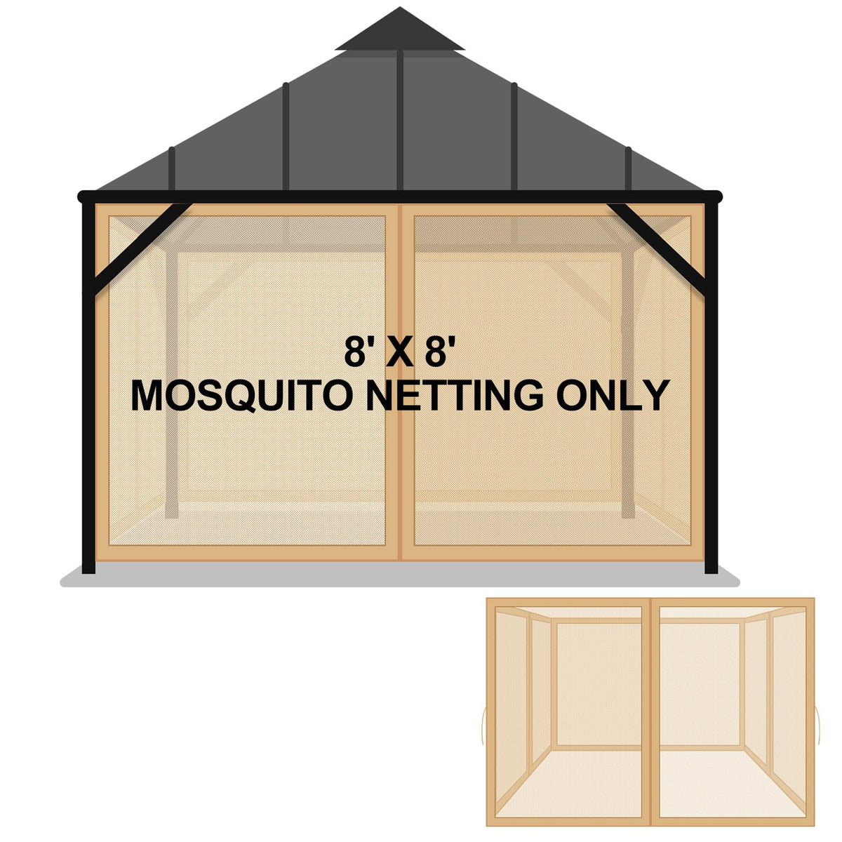 8x8 ft 4 Panel Gazebo Mosquito Netting B761555