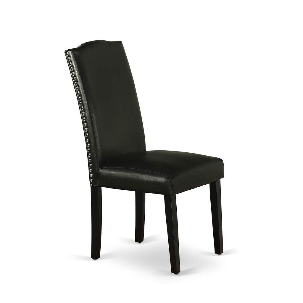 5 Piece Round Dining Table Set with 4 Black Faux Leather Chairs H9259