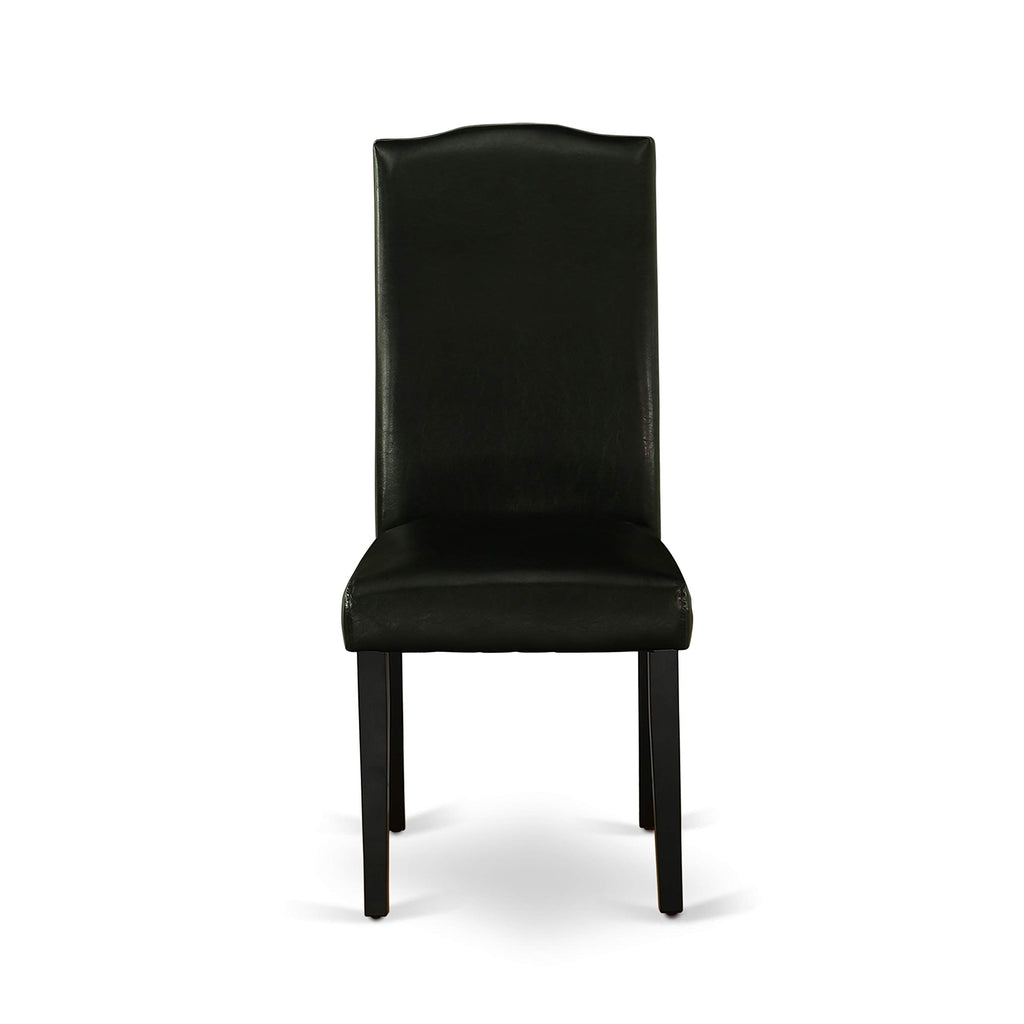 5 Piece Round Dining Table Set with 4 Black Faux Leather Chairs H9259
