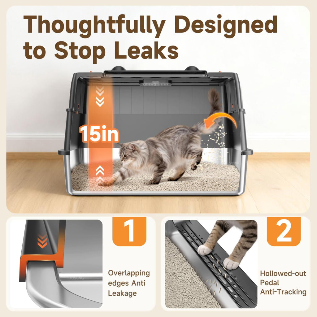 Stainless Steel High Sided Enclosed Litter Box with Lid M247