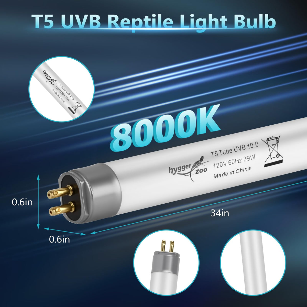 3-Pack UVB Reptile Light 10.0 Bulb 39W T5 Fluorescent M851733