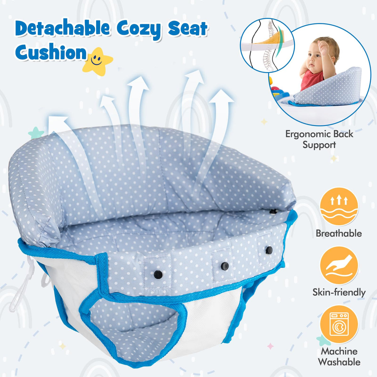 Blue 5 in 1 Foldable Baby Walker with Wheels Z241