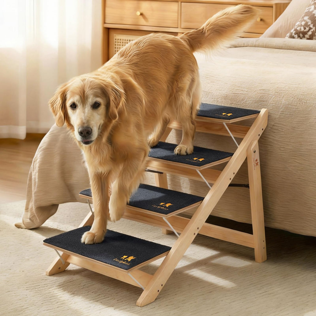 Wooden 4-Step Foldable Anti-Slip Dog Stairs D1388