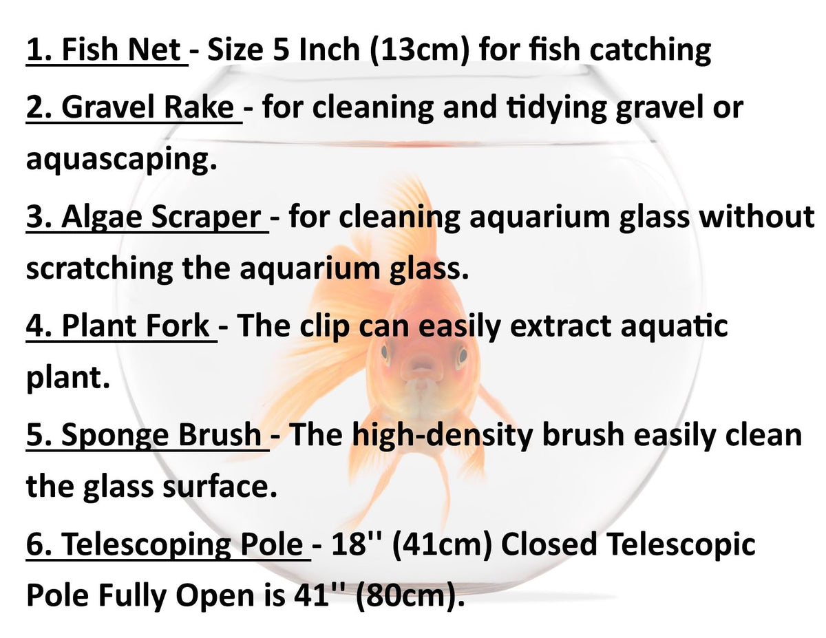 5 in 1 Aquarium Cleaning Kit with Telescopic Pole R161