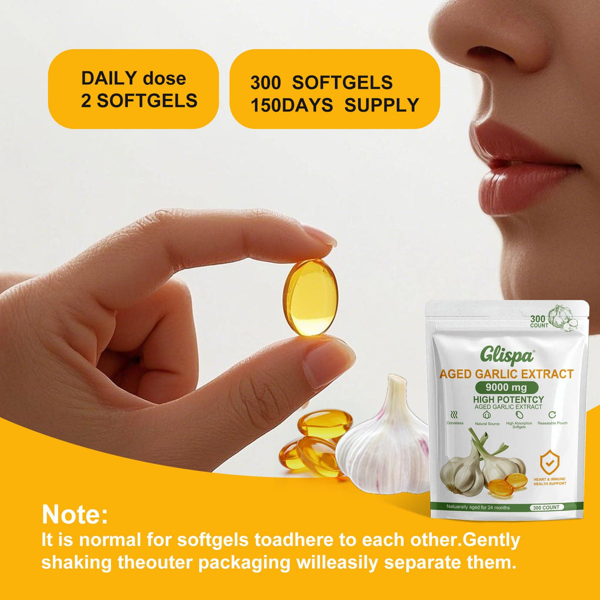 Odorless Aged Garlic Extract Softgels 500mg 300 Count W573553