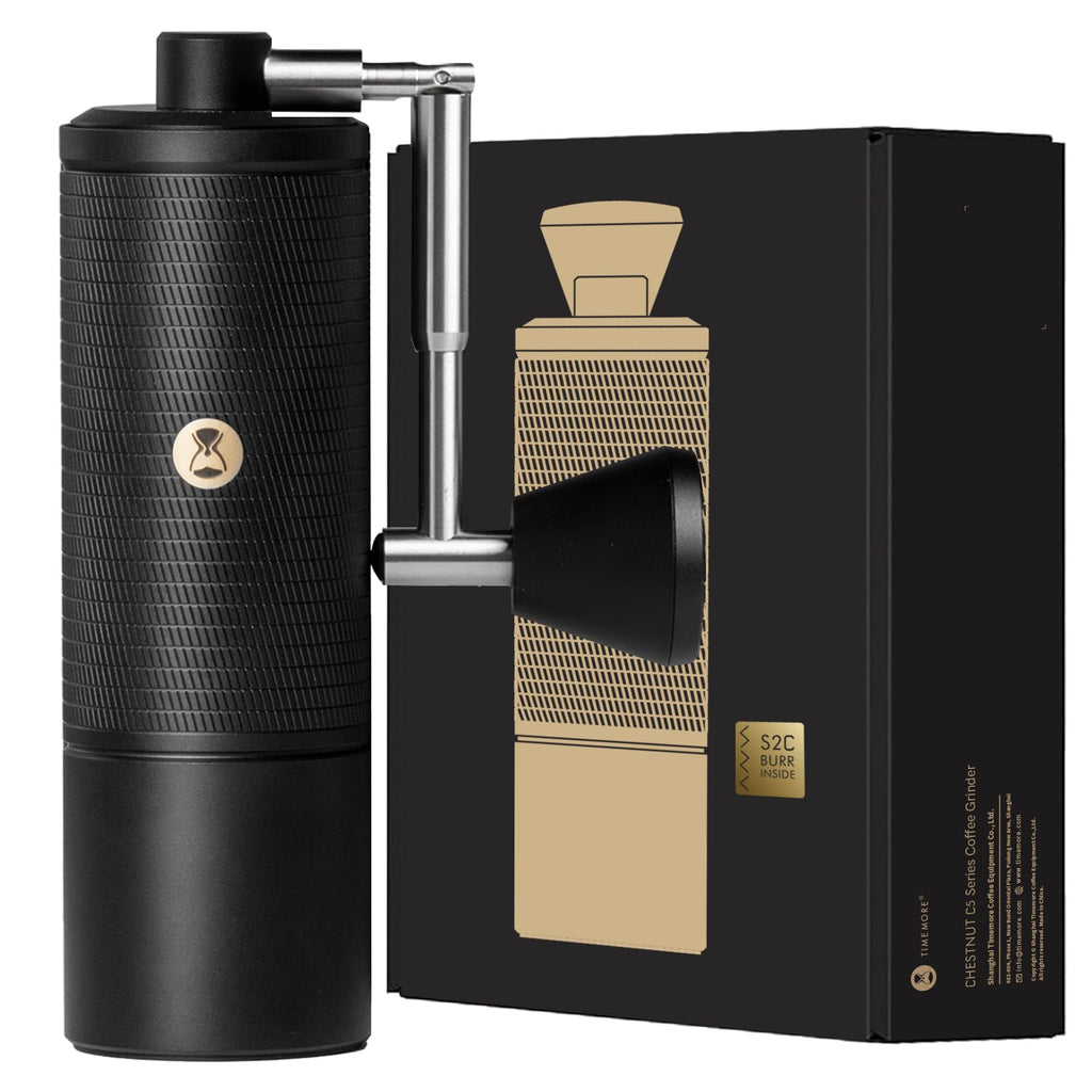 Manual Coffee Grinder with Conical Burr, Portable Hand Coffee Mill - Black J57057