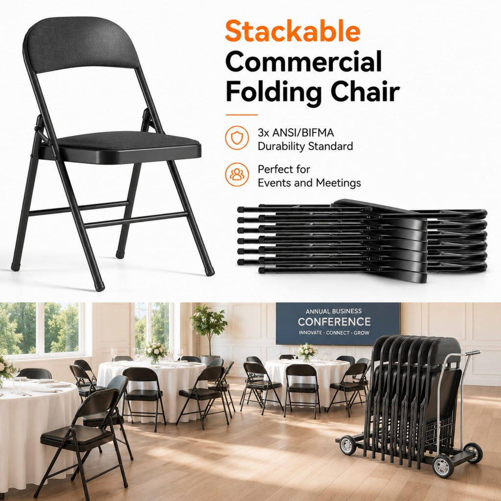 Folding Chairs with Cushion 10 Pack Black X289801