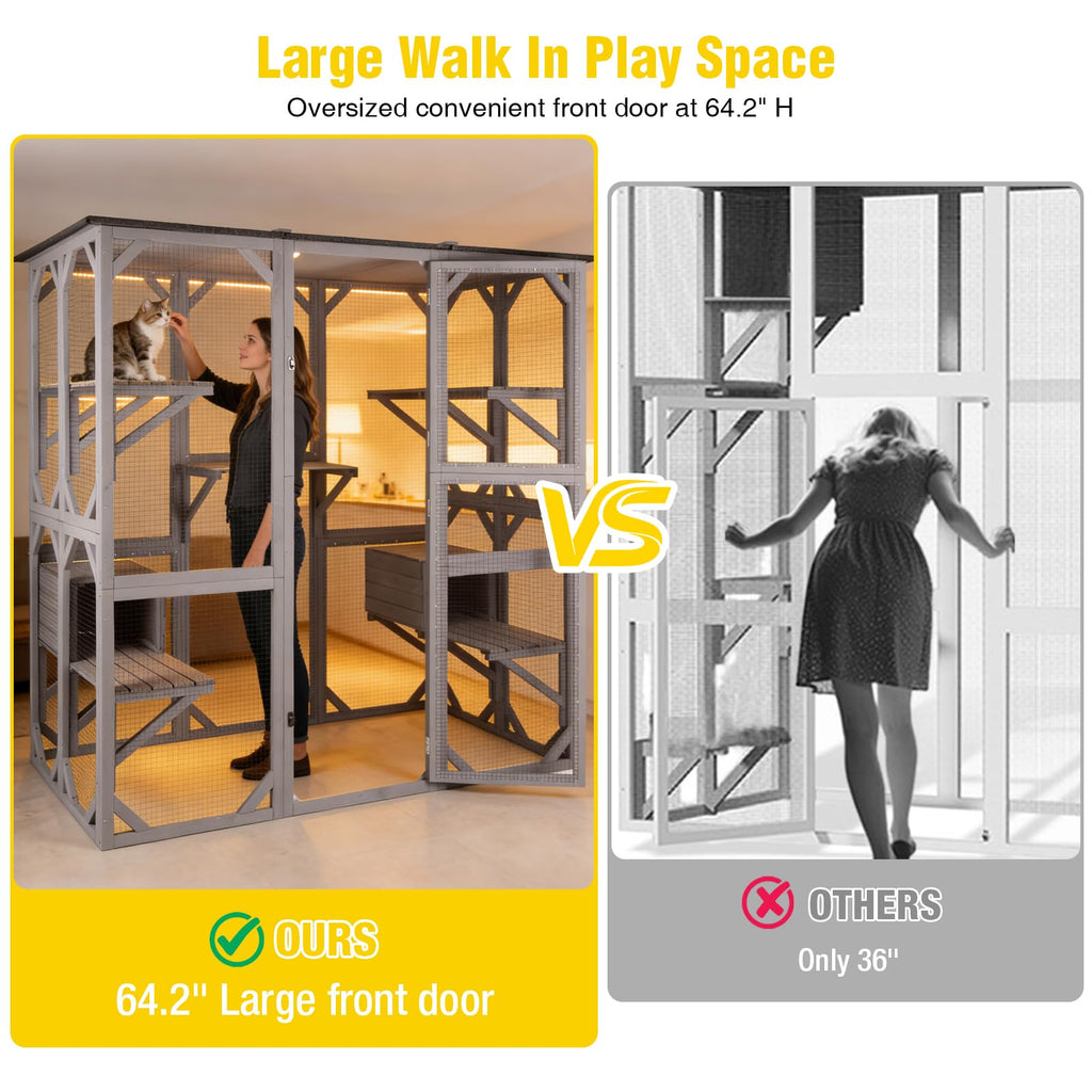 Extra Large 5-Level Outdoor Cat Enclosure with Cover S160