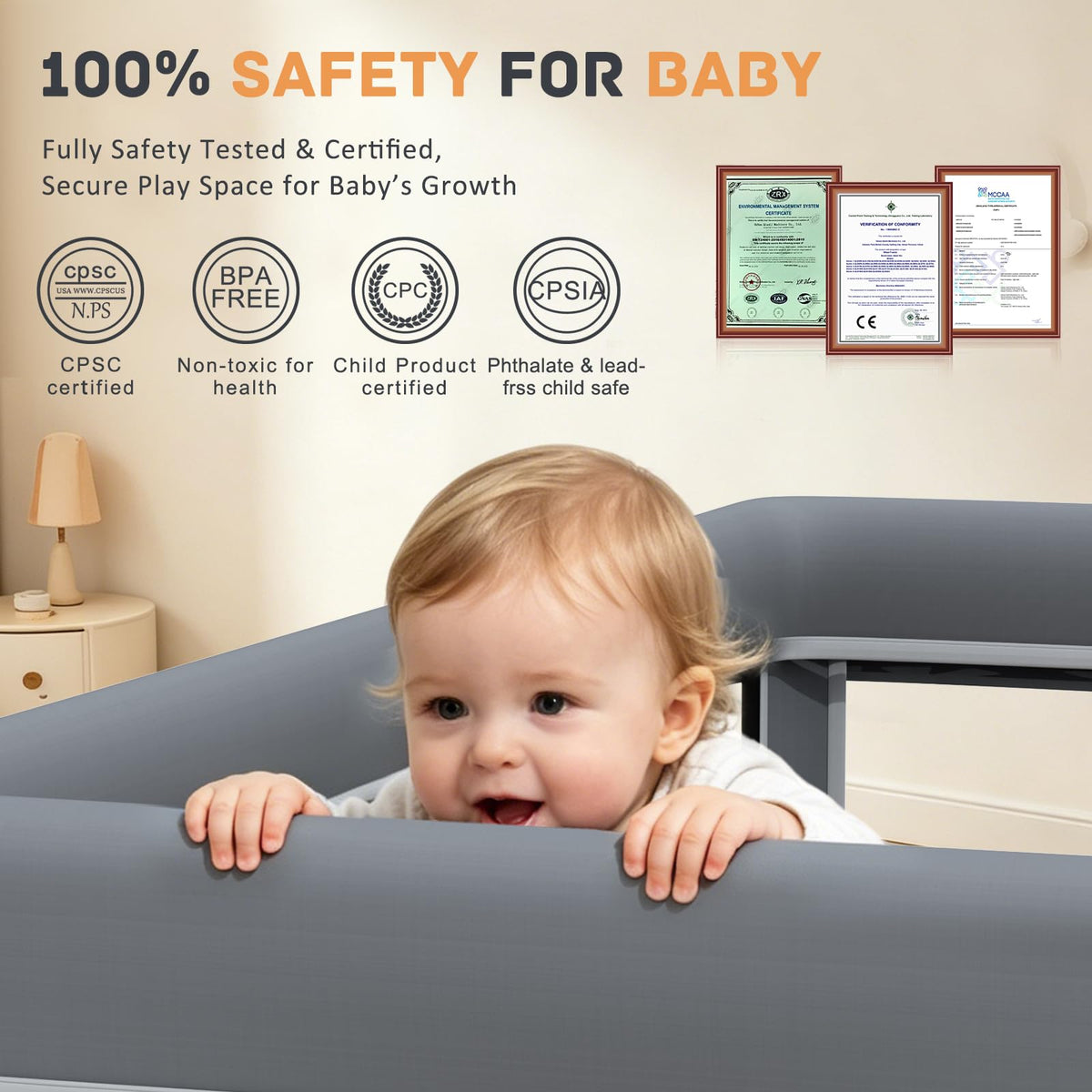 Foldable Baby Playpen with Mat and Ocean Balls B4987