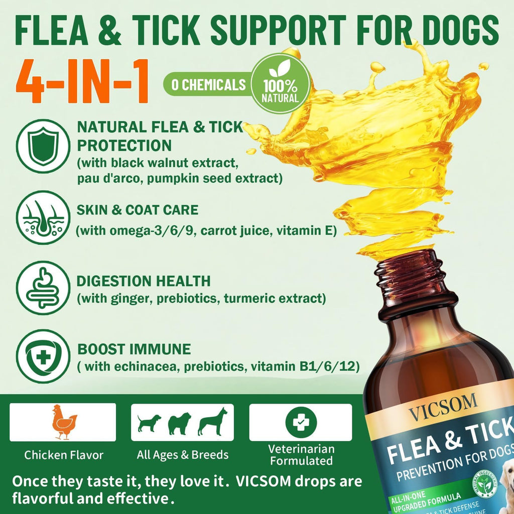 Natural Flea and Tick Prevention for Dogs, 60ml O85463