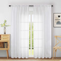 Extra Wide Sheer White Curtains 84 Inches Long 2 Panels G2317