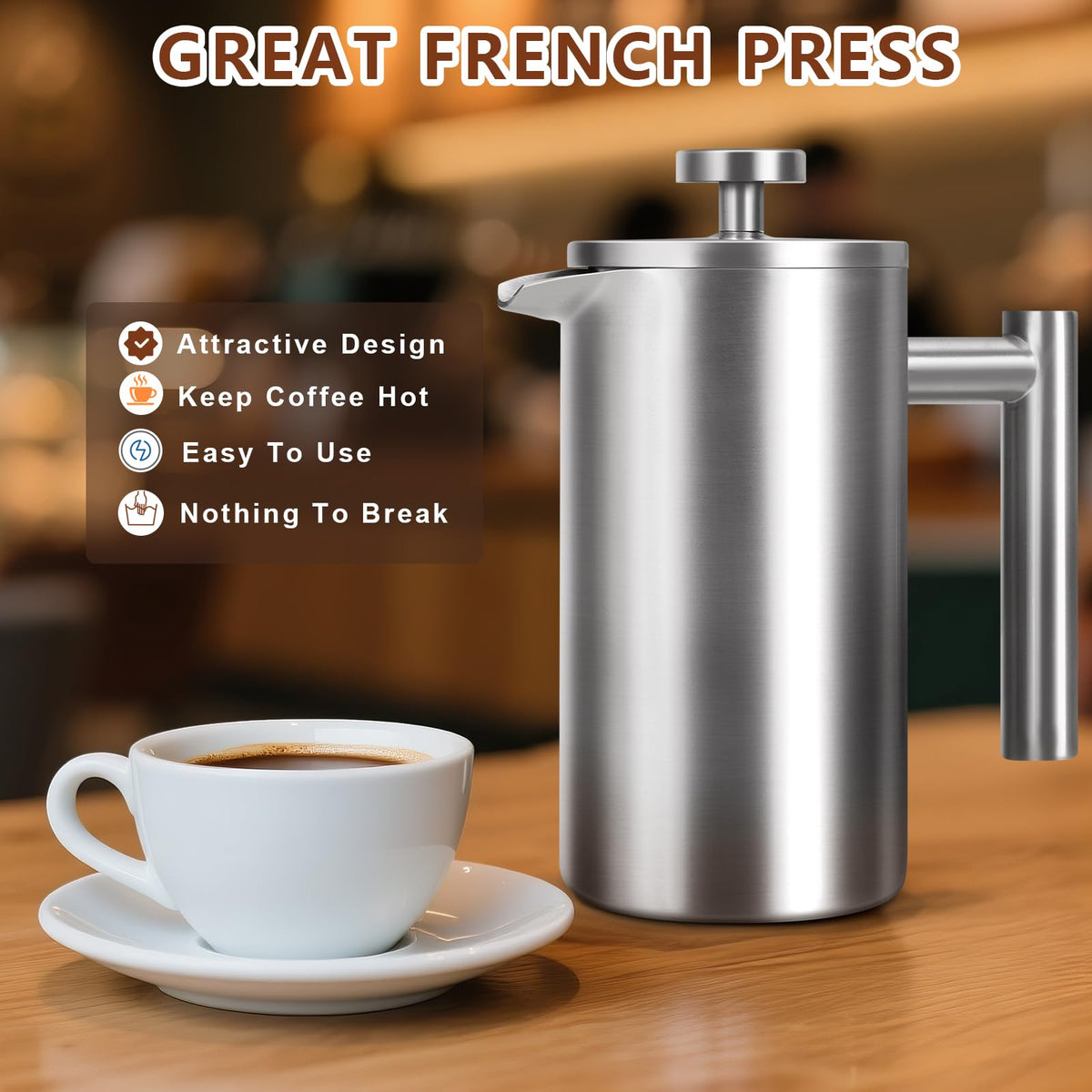 34 oz Stainless Steel French Press P602503
