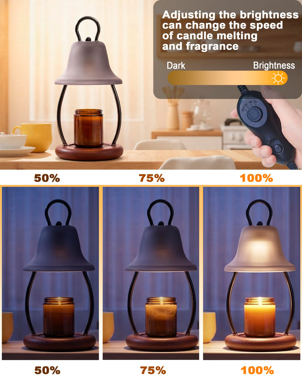 Black Dimmable Candle Warmer Lamp with Timer M936