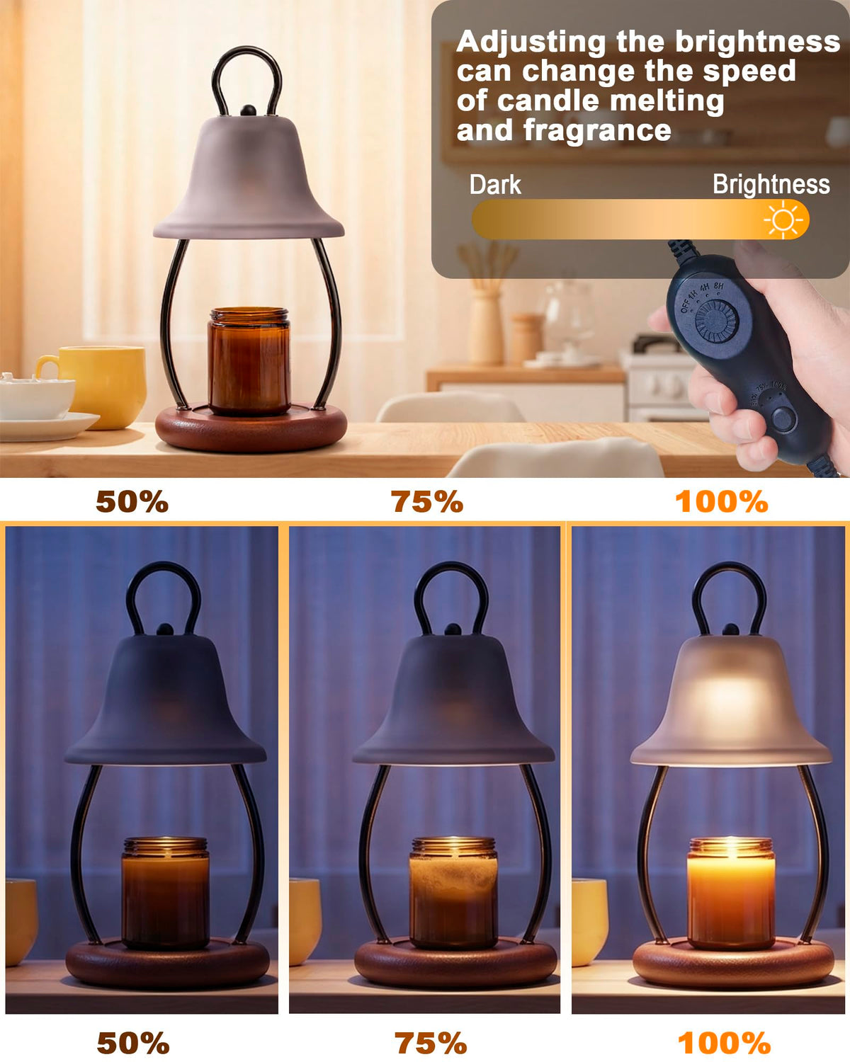 Black Dimmable Candle Warmer Lamp with Timer M936