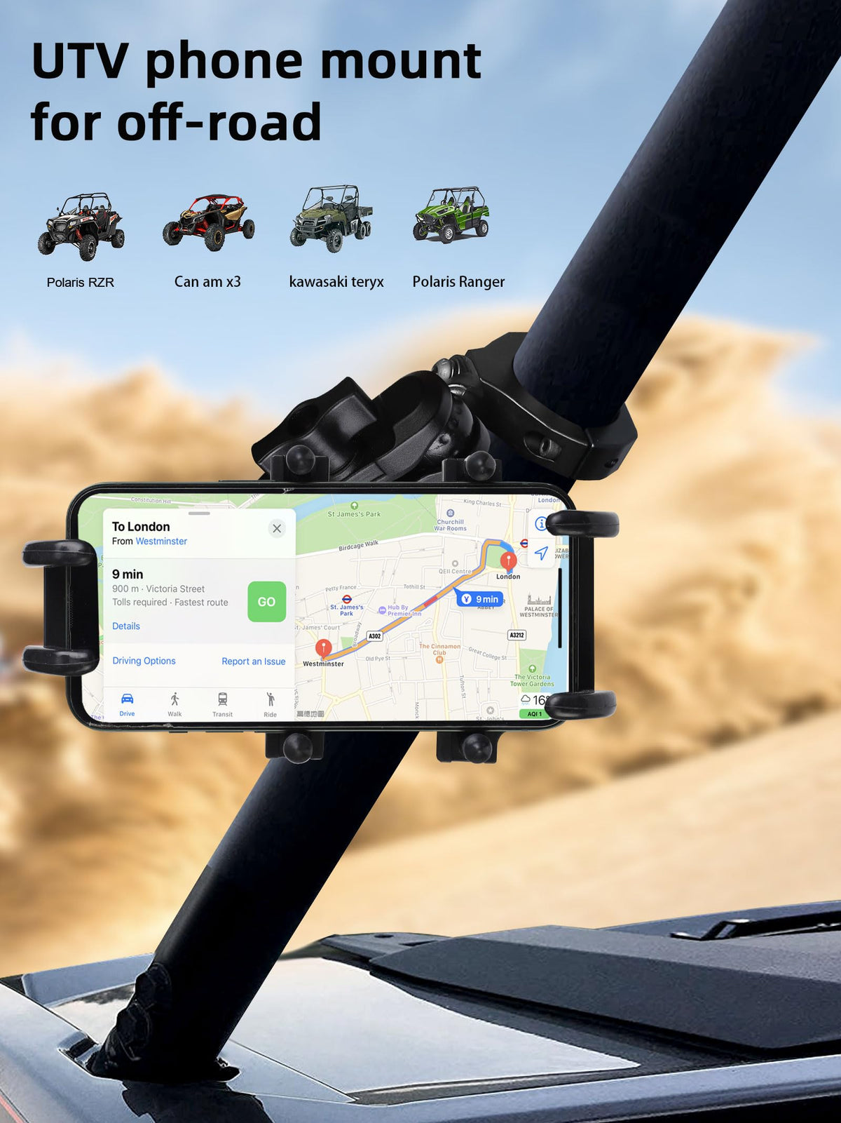 UTV Phone Mount Holder with Vibration Dampener N8508