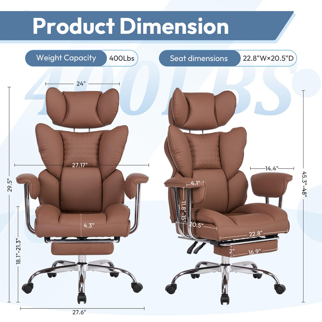 Brown Ergonomic Executive Office Chair with Footrest B798137