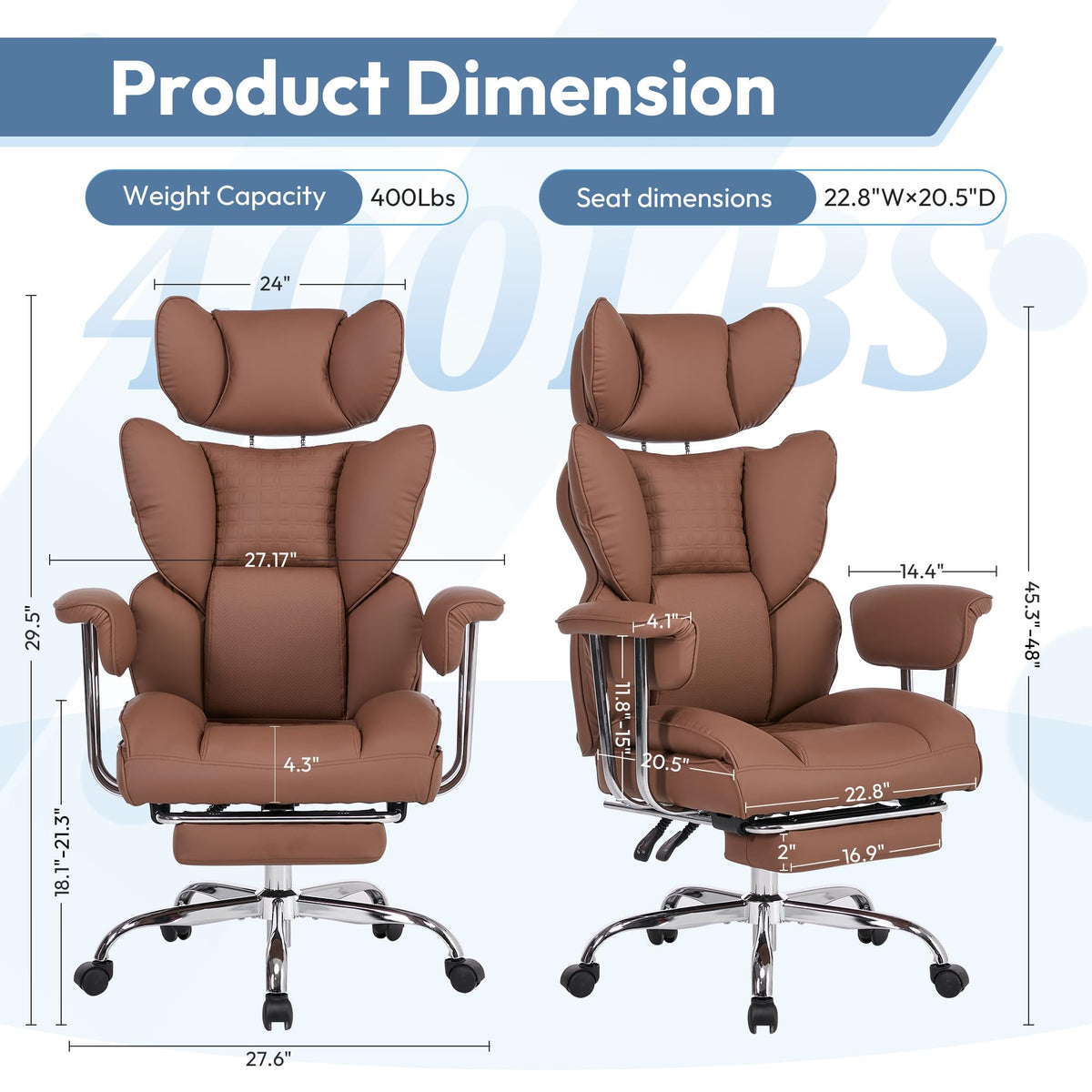 Brown Ergonomic Executive Office Chair with Footrest B798137