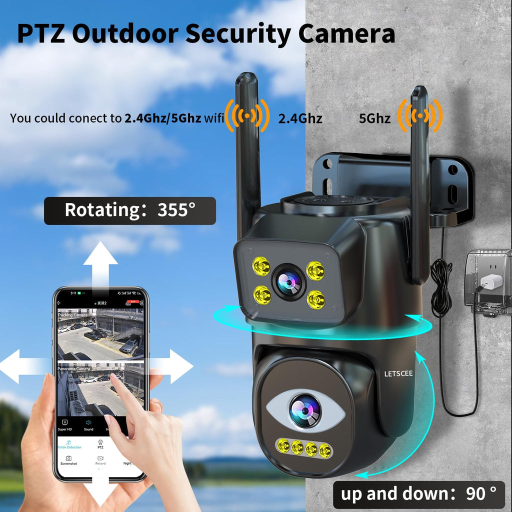 Dual Lens WiFi Security Camera Outdoor I496