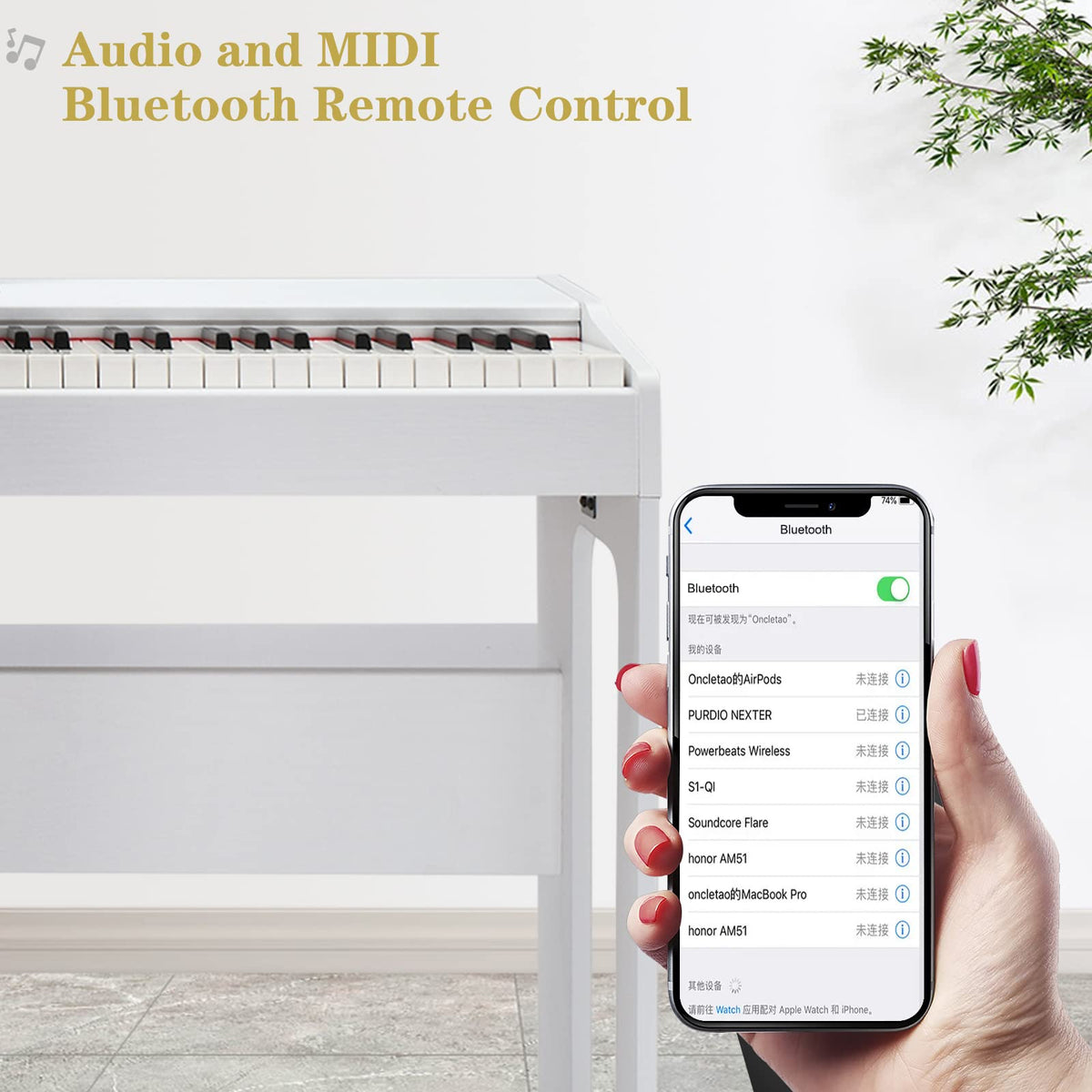 88-Key Digital Piano Full Weighted Hammer Action Triple Pedals White P832783