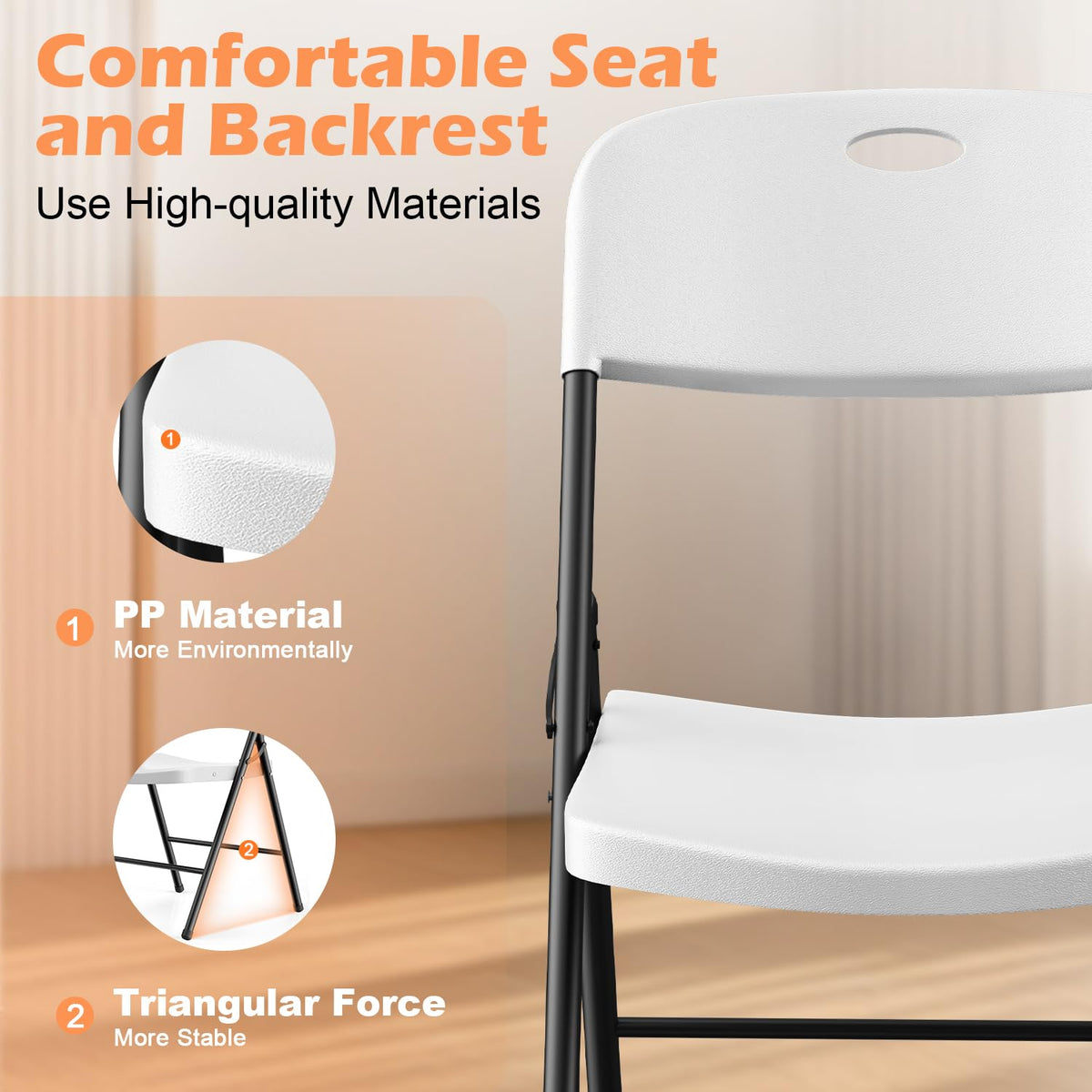 2 Pack White Plastic Folding Chairs P9018