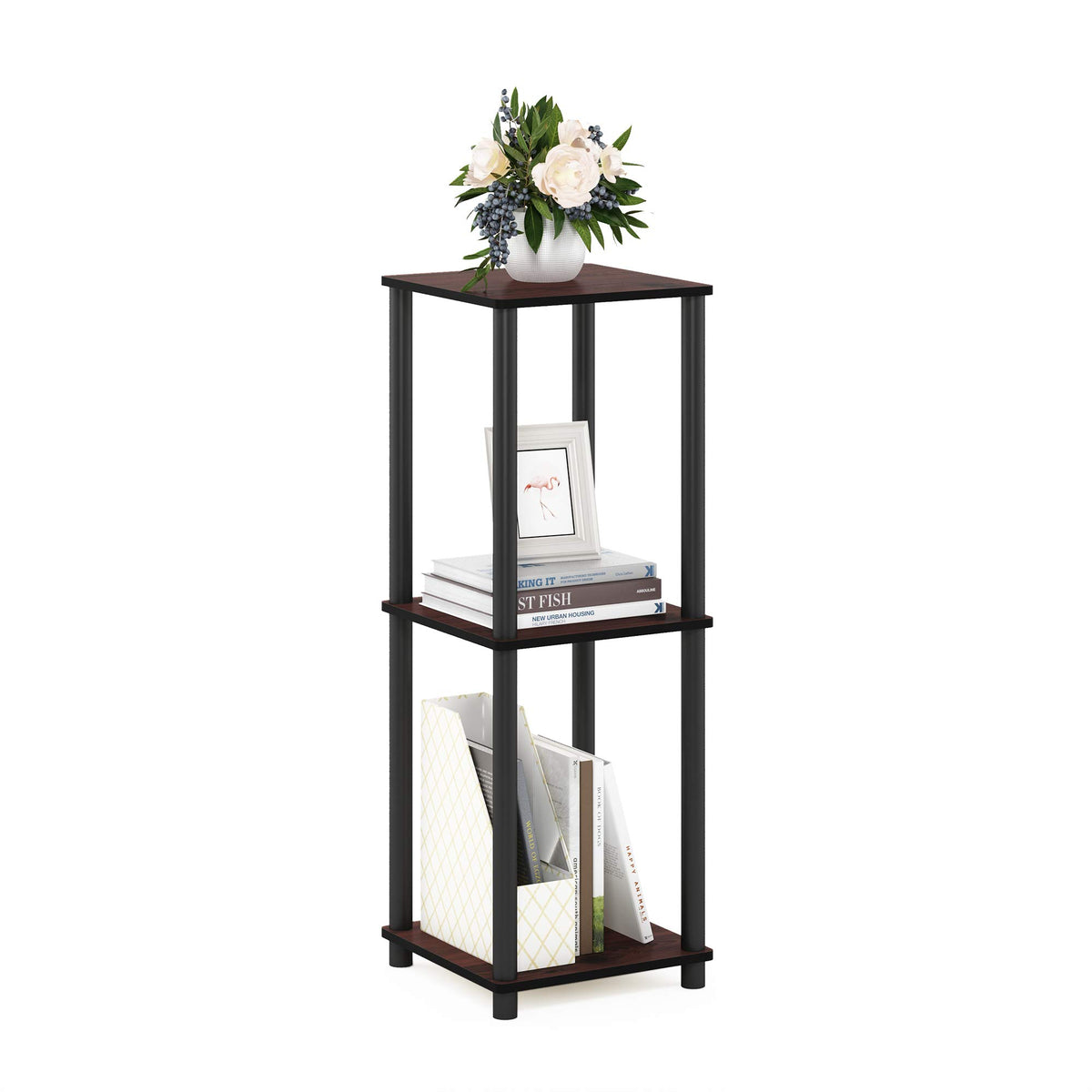 Set of 2 Dark Cherry Black End Table Z1003