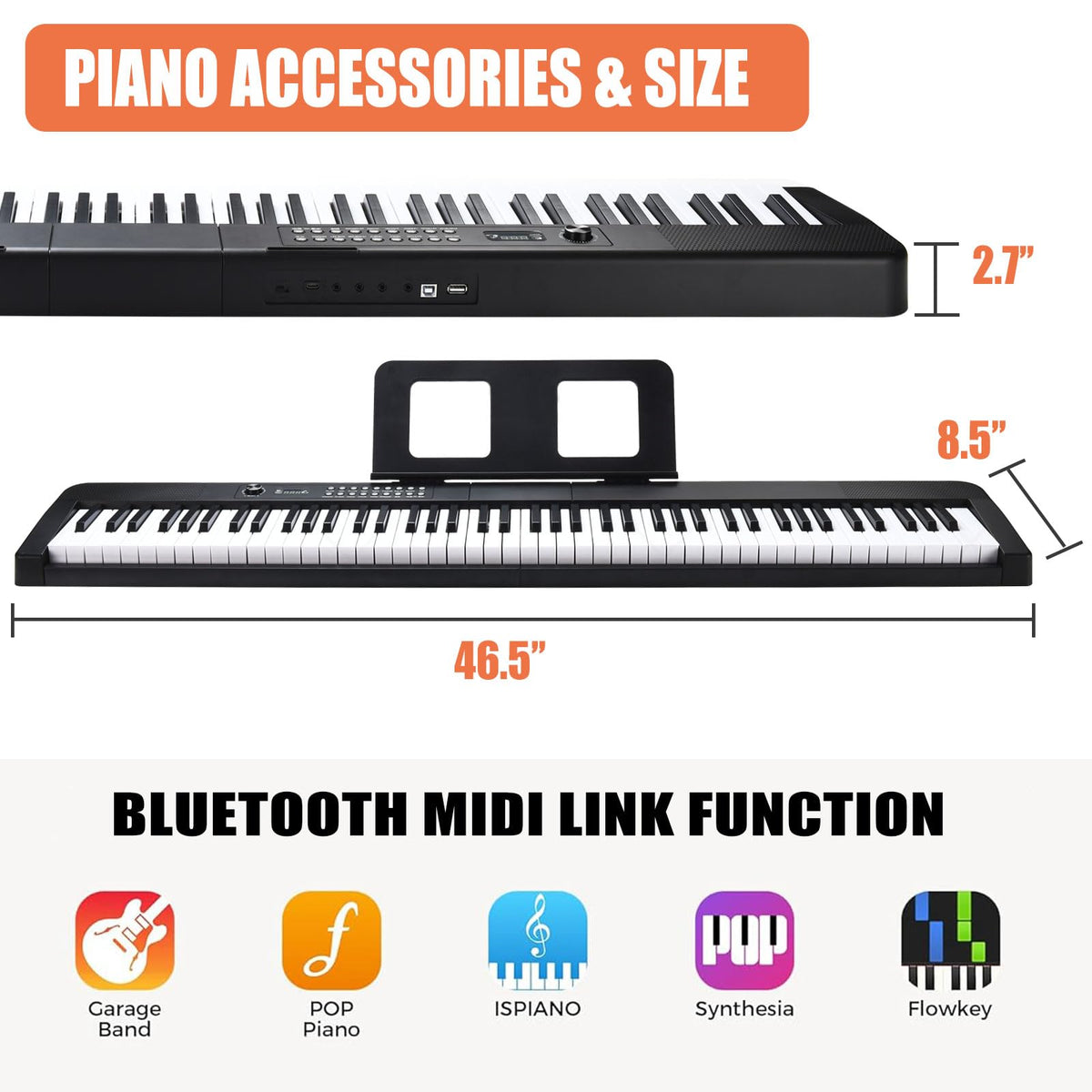 88 Key Electric Digital Piano with Semi Weighted Keys Z758