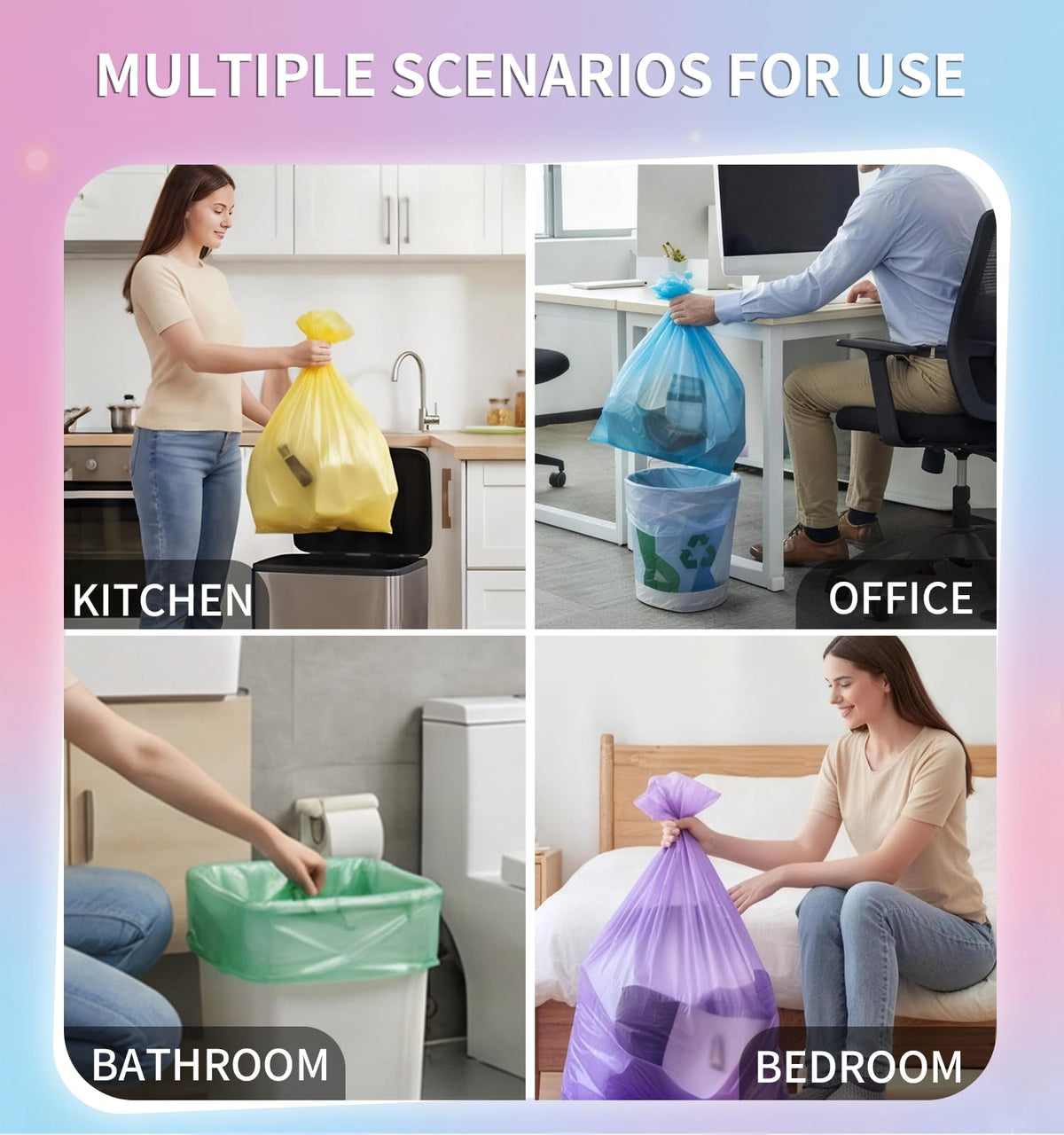 4 Gallon 0.86 Mil Unscented 150 Count Small Trash Bags H87725