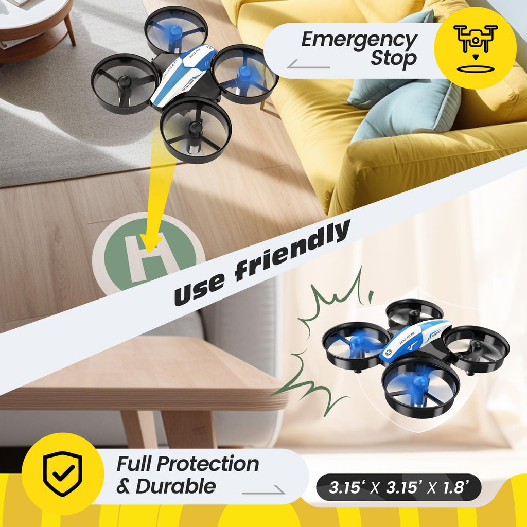Mini Drone RC Nano Quadcopter with Auto Hovering 3D Flips and 3 Batteries Blue T527