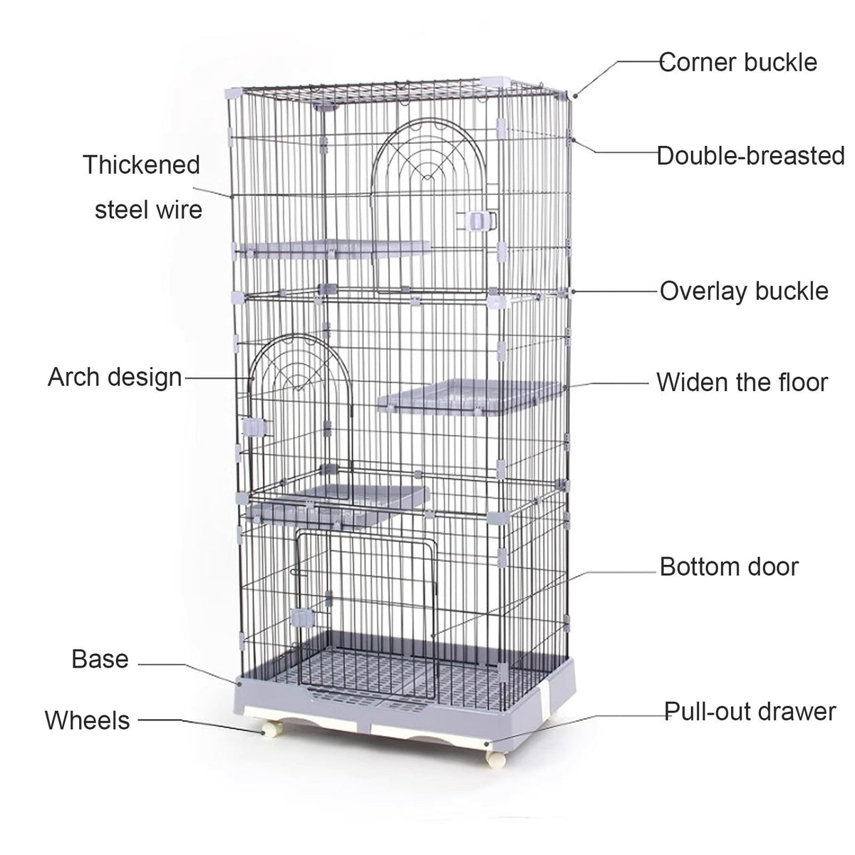 Foldable 4 Tier Detachable Cat Cage with Hammock B4101
