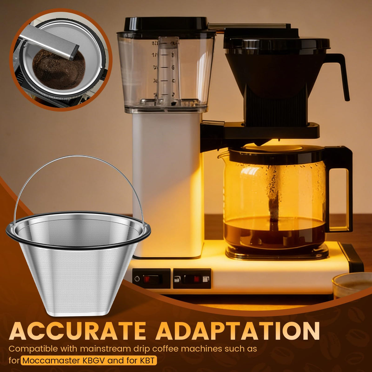 8-12 Cup Stainless Steel Reusable Cone Coffee Filter J613