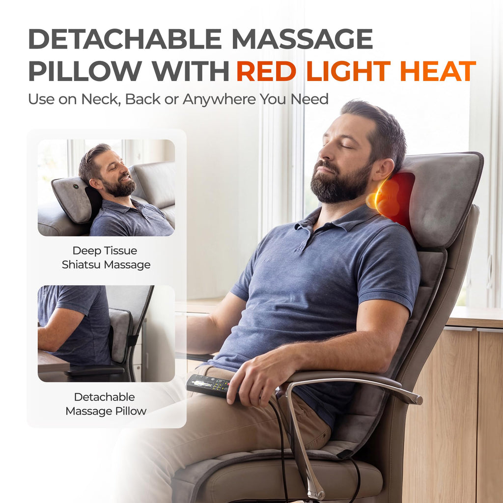 Grey Foldable Heated Full Body Massage Mat with 3D Neck Massager G55503