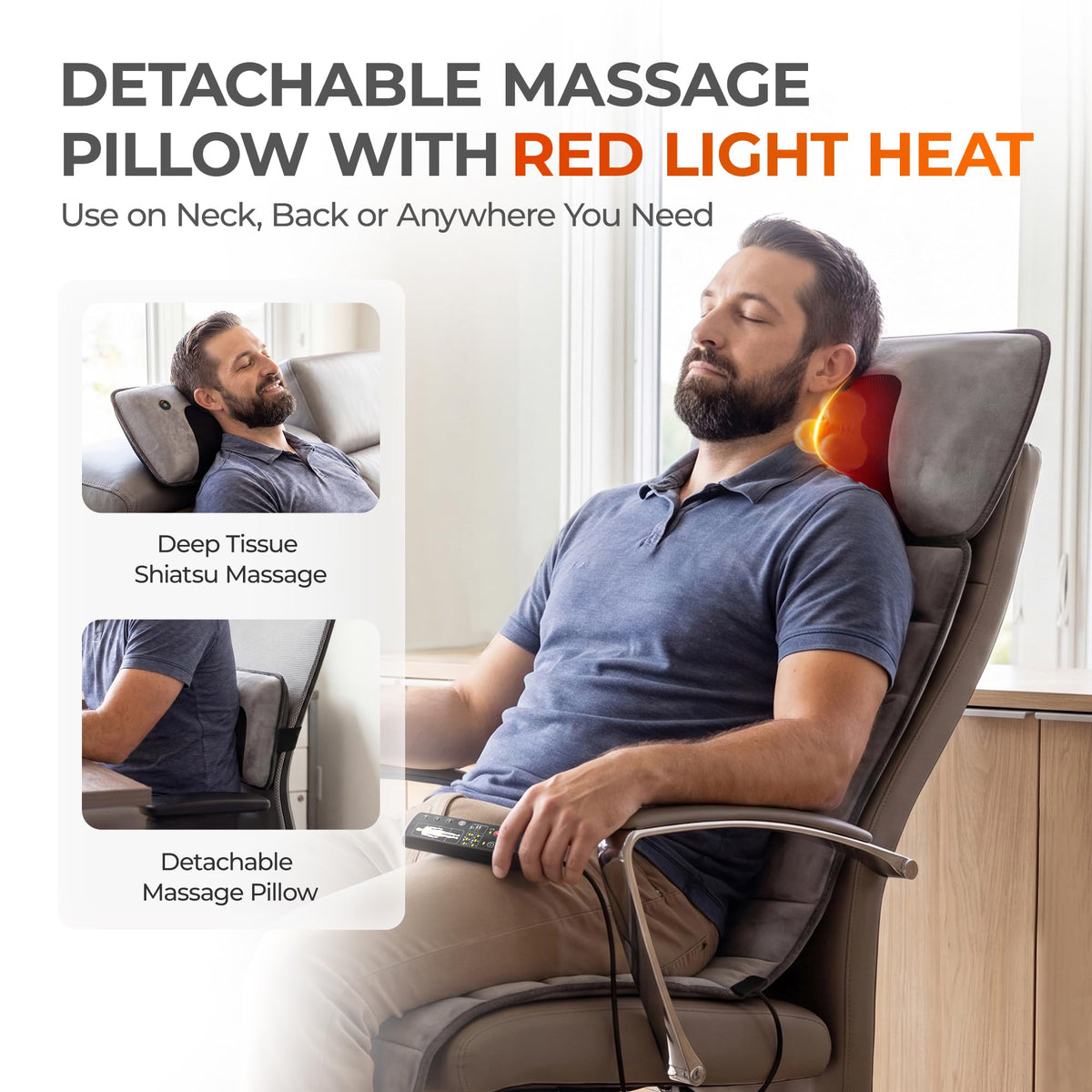 Grey Foldable Heated Full Body Massage Mat with 3D Neck Massager G55503