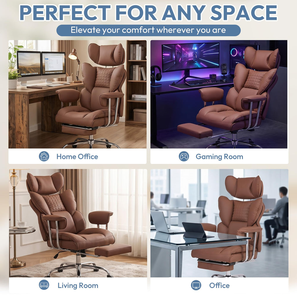 Brown Ergonomic Executive Office Chair with Footrest B798137