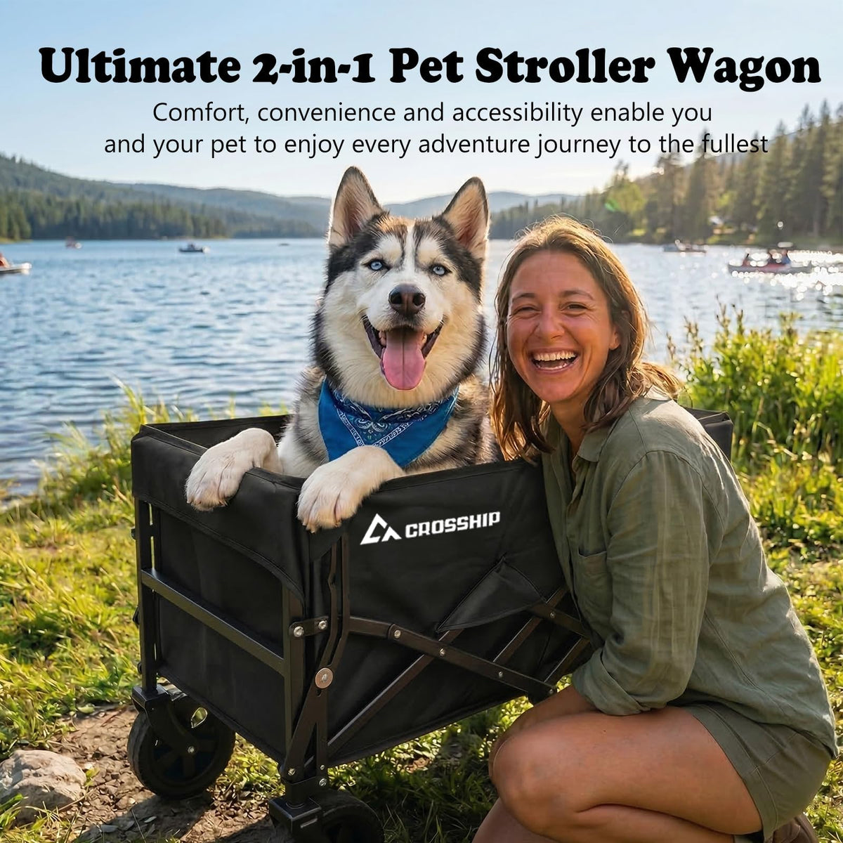 Folding Pet Wagon with Pet Pad Z591