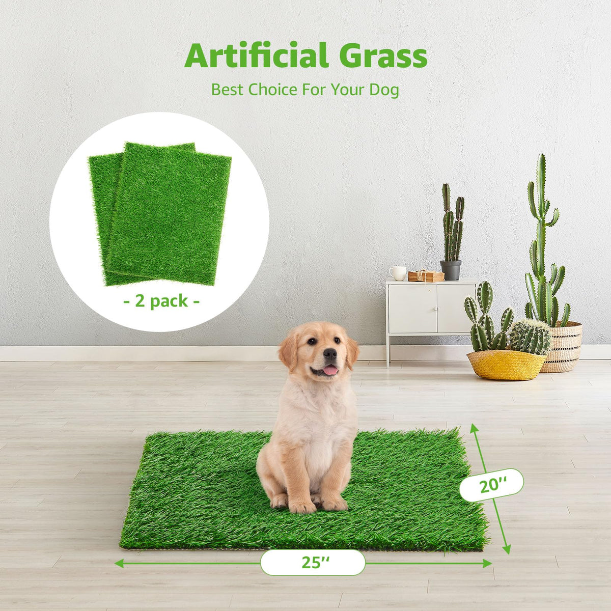 Artificial Grass Pee Pads 20"x 25" 2 Pack I7628