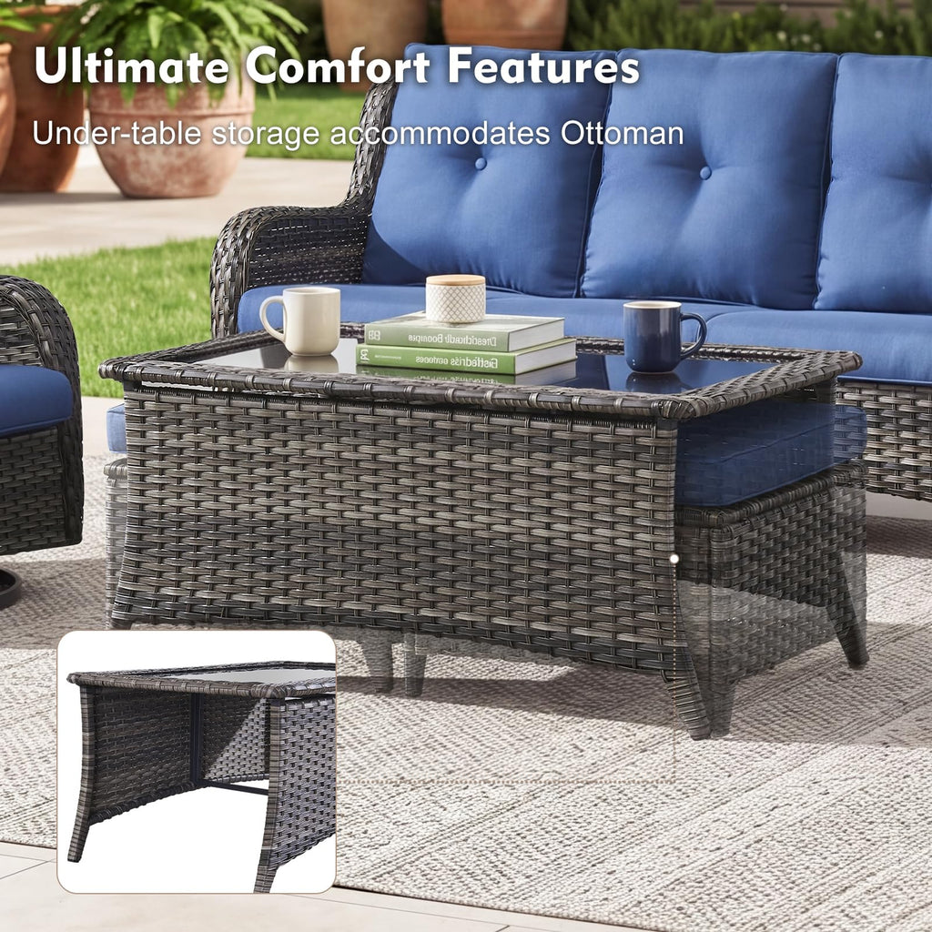 Grey Wicker 6 Piece Patio Furniture Set D58450