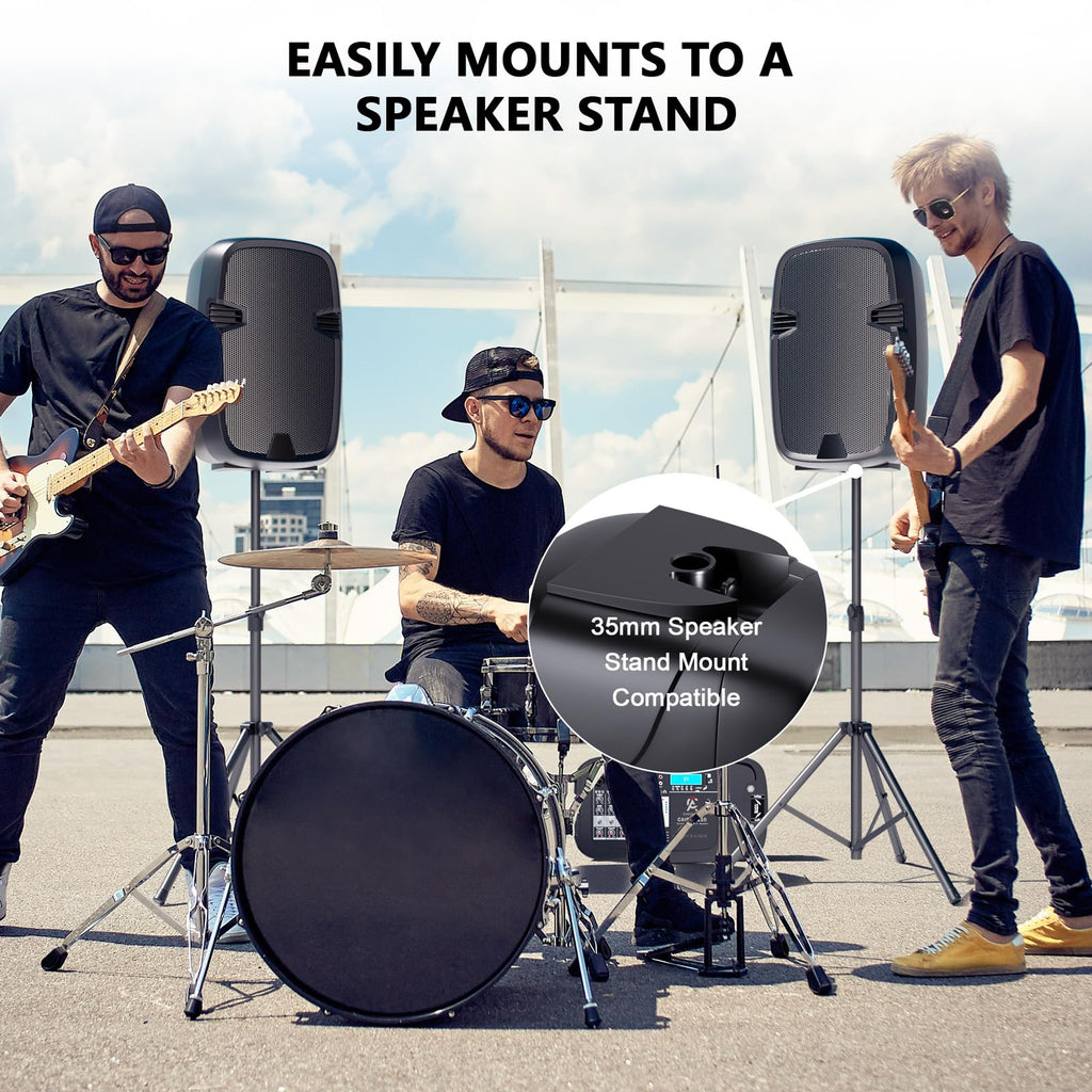 Portable 8-Channel PA System with Bluetooth and 2 Speaker Stands S176