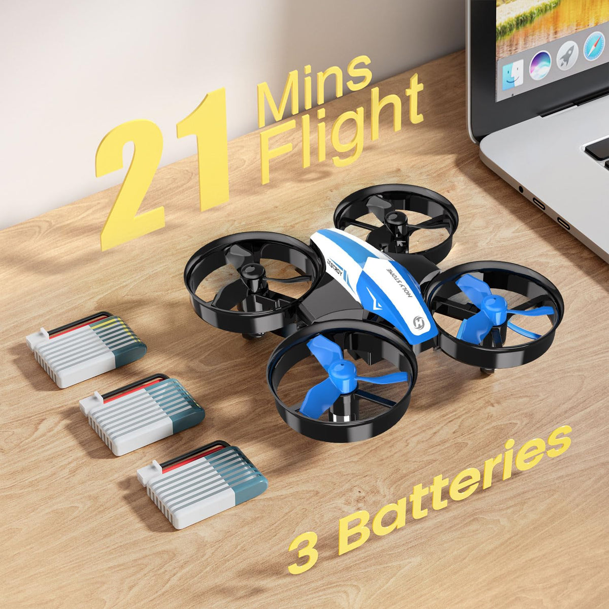 Mini Drone RC Nano Quadcopter with Auto Hovering 3D Flips and 3 Batteries Blue T527