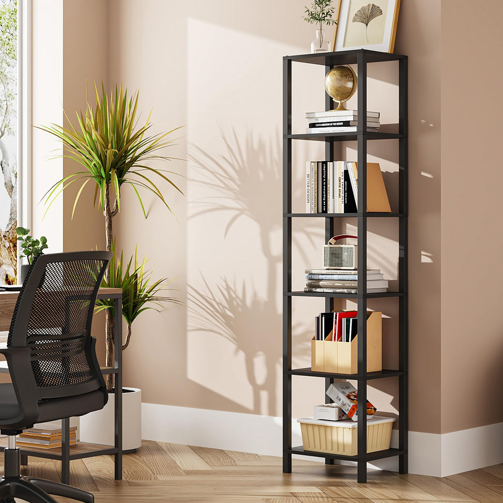 6-Tier Tall Narrow Bookshelf S24074