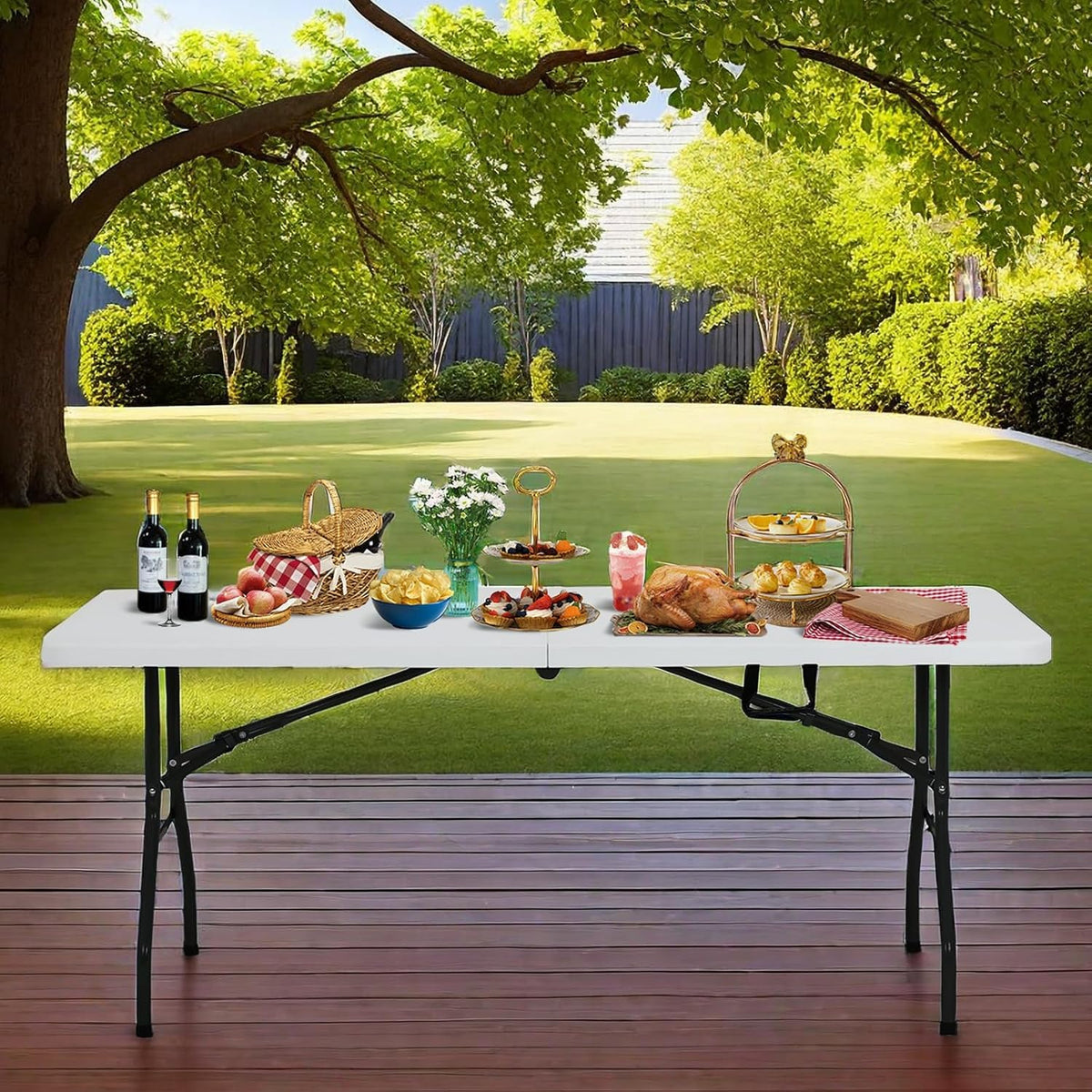 6 Ft White Folding Plastic Table W5913