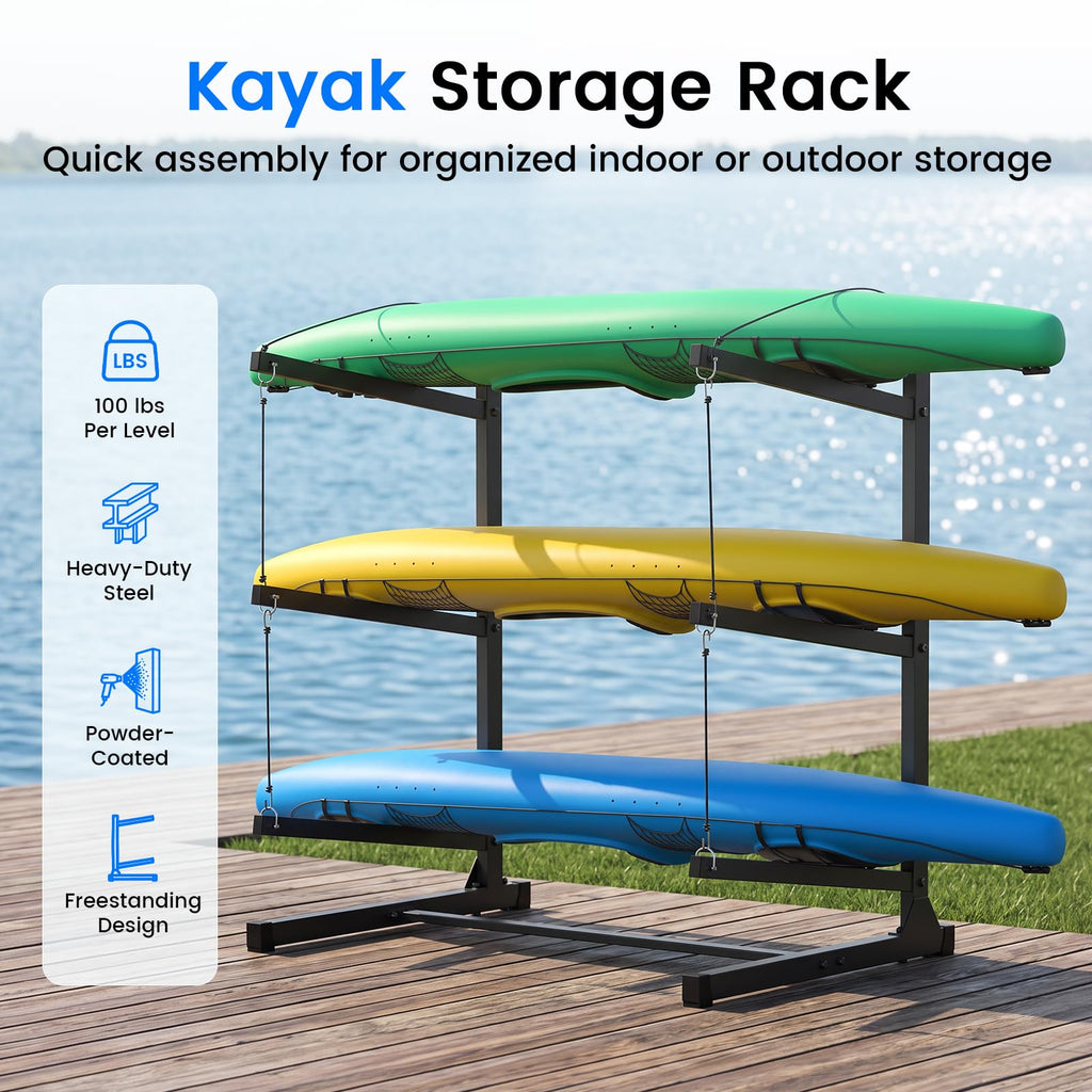 Kayak Storage Rack, Freestanding Steel Stand M53942