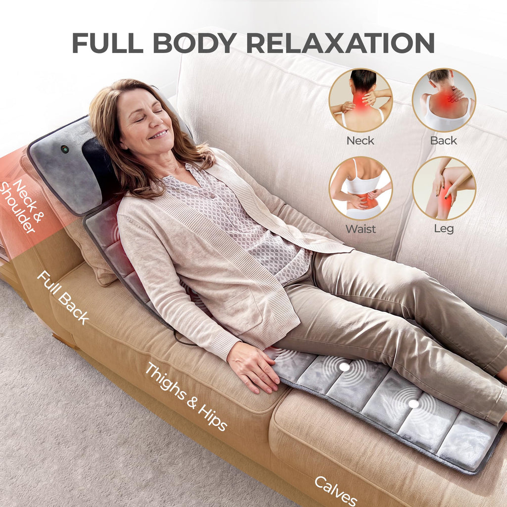 Grey Foldable Heated Full Body Massage Mat with 3D Neck Massager G55503