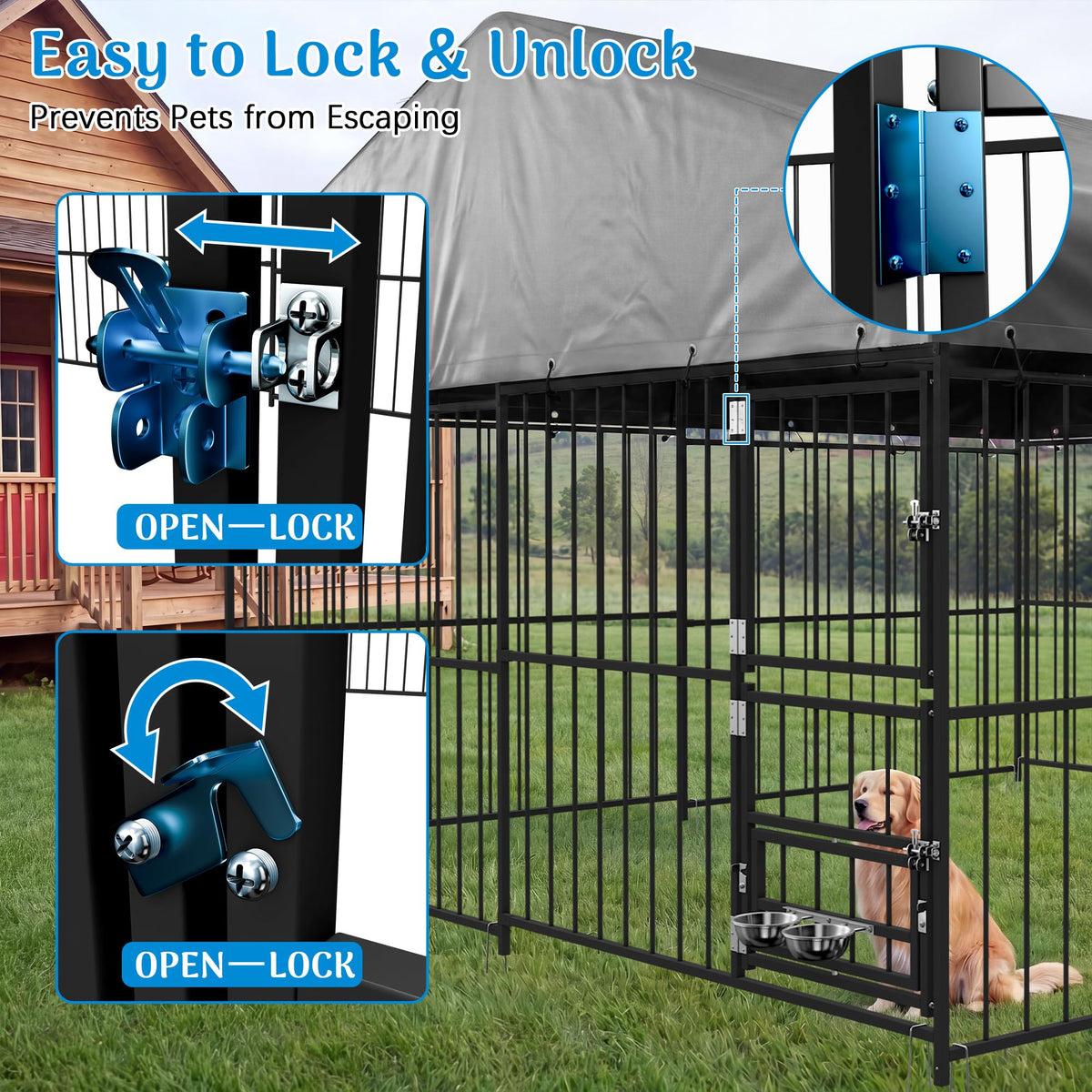 10×10FT Outdoor Dog Kennel with Roof W243