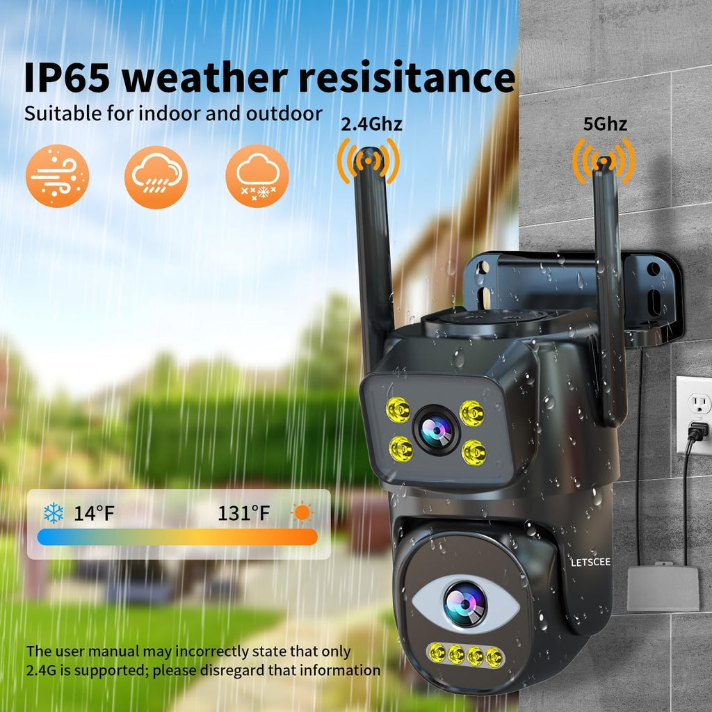 Dual Lens WiFi Security Camera Outdoor I496