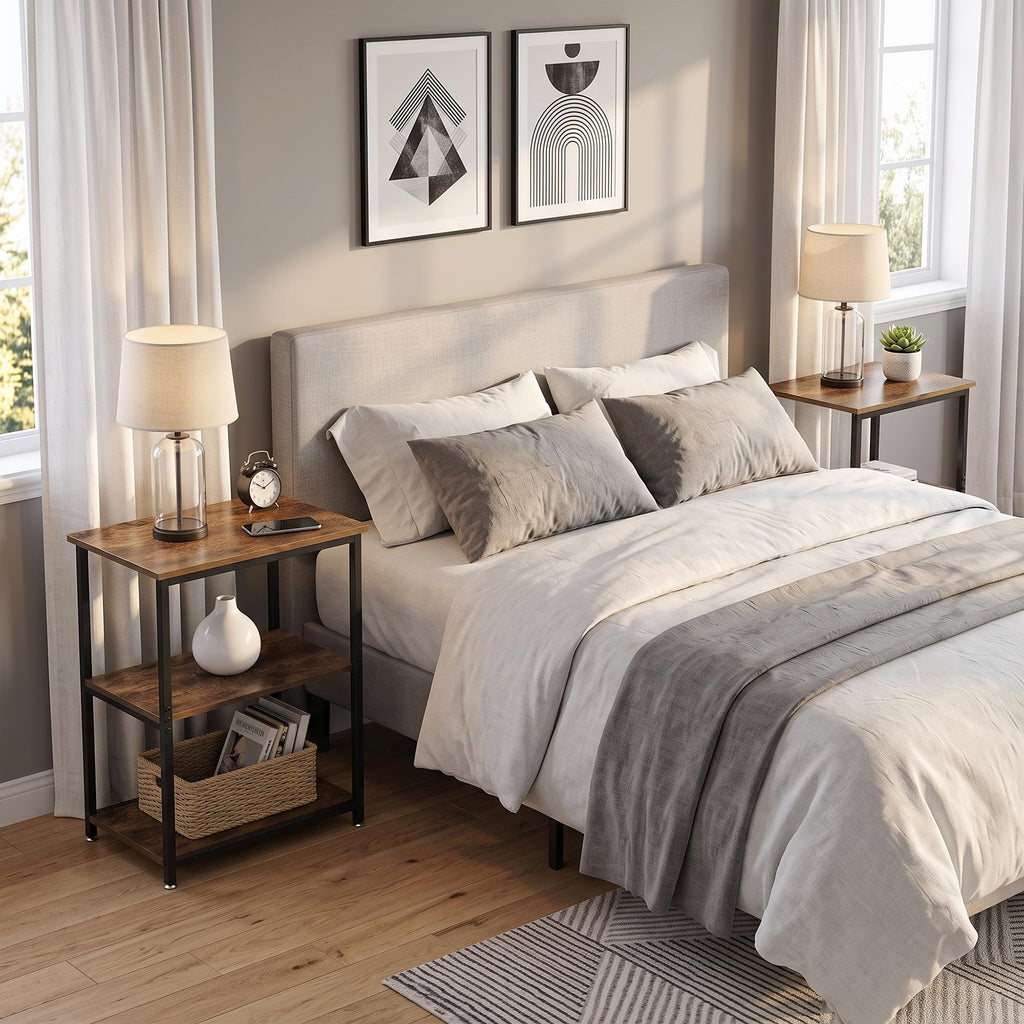 Tall End Side Table with 3-Tier Storage Shelf S660714