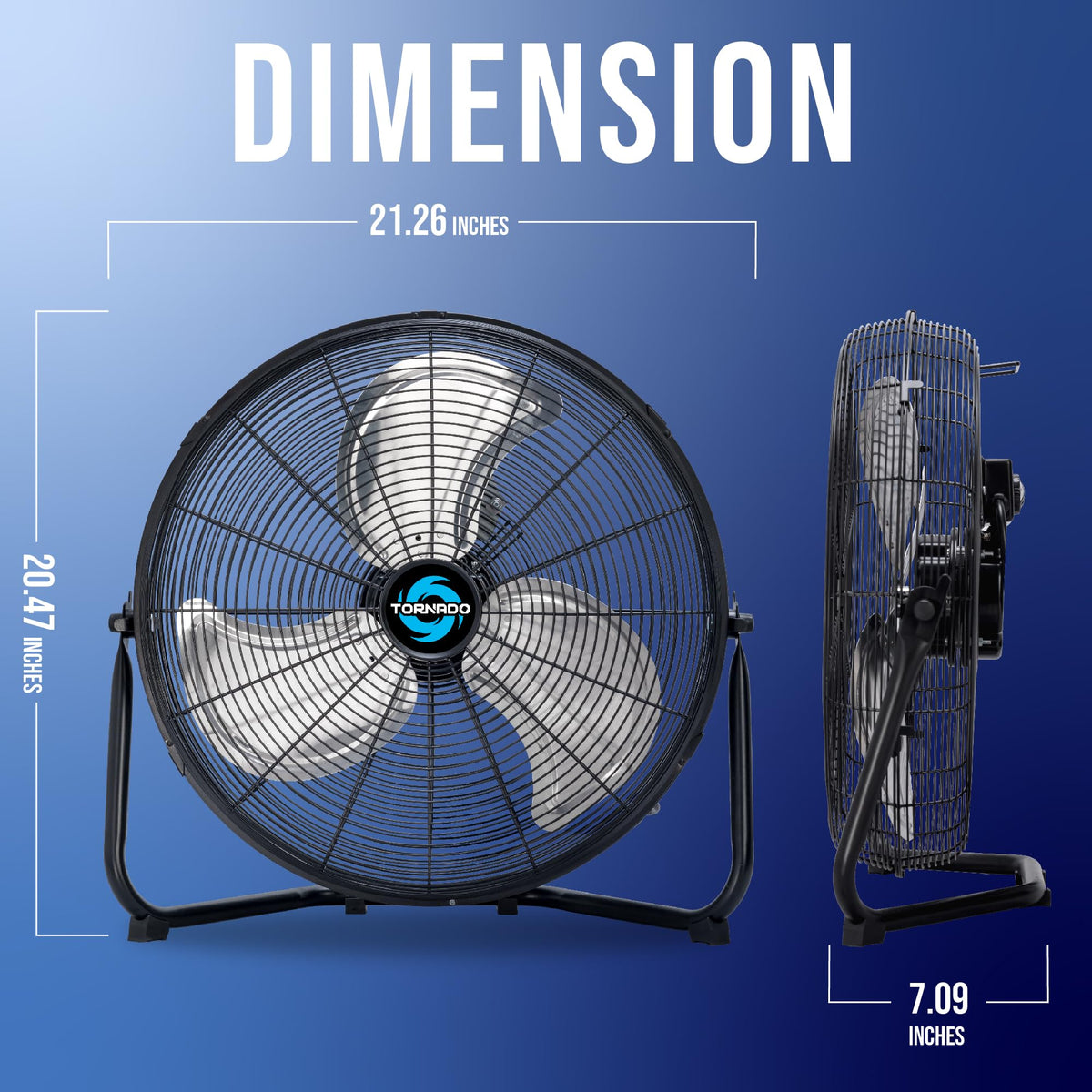 18" and 20" High Velocity Metal Floor Fans, 3-Speed U888
