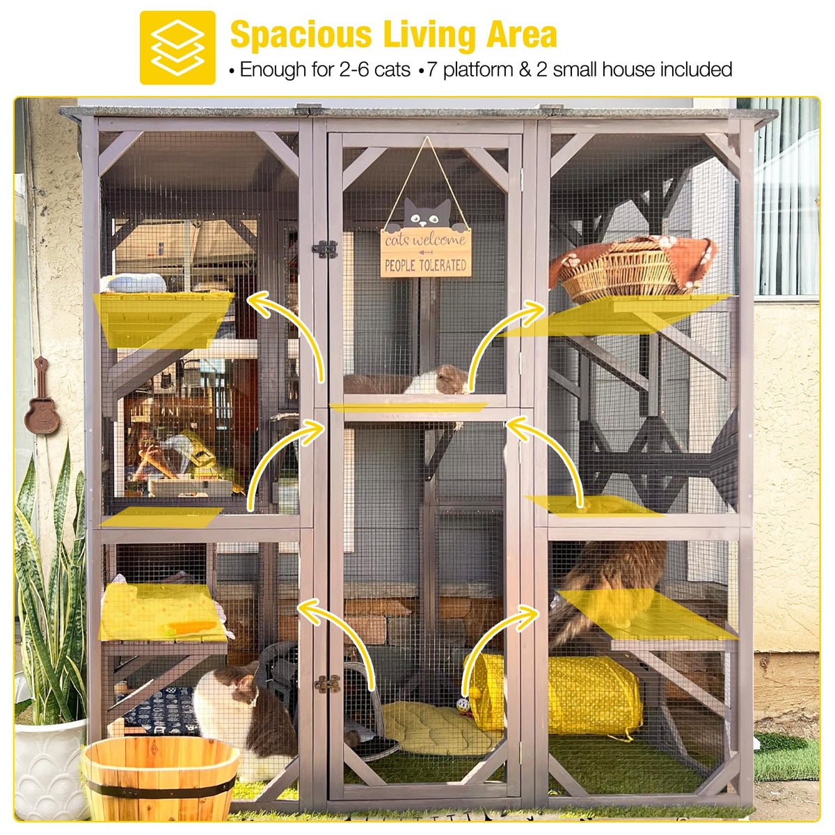 Extra Large 5-Level Outdoor Cat Enclosure with Cover S160