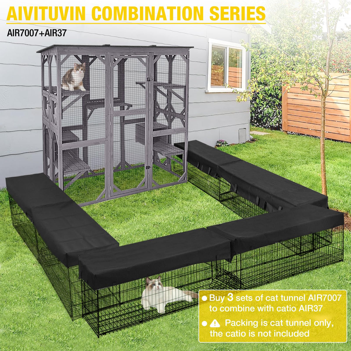 Extra Large 5-Level Outdoor Cat Enclosure with Cover S160