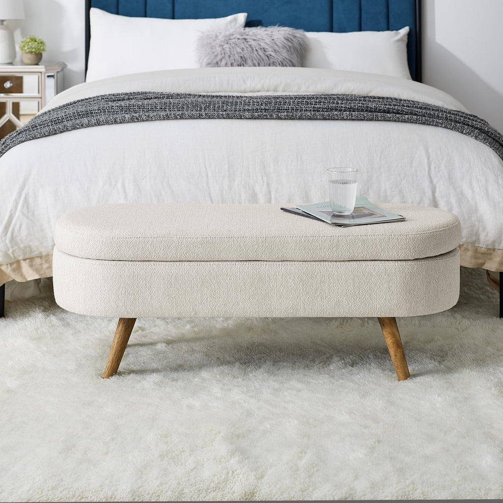 Oval Storage Bench with Rubber Wood Legs G882489