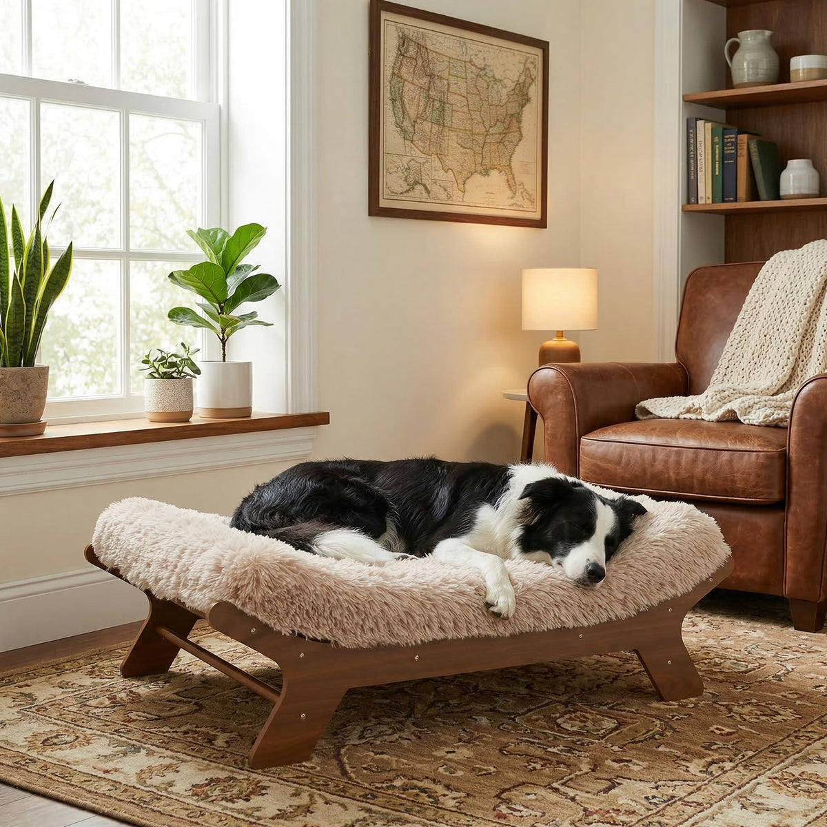 Wood Dog Bed Frame with Foam Mattress K2038